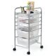 Costway - 6 Drawer Rolling Storage Cart Scrapbook Paper Office School Organizer - Clear