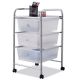Costway - 3 Drawers Metal Rolling Storage Cart Scrapbook Supply & Paper Home Office - Clear