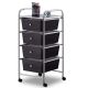 Costway - 4 Drawers Metal Rolling Storage Cart Scrapbook Supply & Paper Home Office - Black