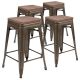 Alamont Home - Metal Frame Bar Stool with Wood Seat (set of 4) - Gun Metal