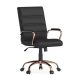 Alamont Home - Whitney Mid-Back Modern Leather/Faux Leather Executive Swivel Office Chair - Black LeatherSoft/Rose Gold Frame
