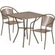 Alamont Home - Oia Outdoor Square Contemporary Metal 3 Piece Patio Set - Gold