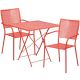 Alamont Home - Oia Outdoor Square Contemporary Metal 3 Piece Patio Set - Coral
