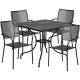 Alamont Home - Oia Outdoor Square Contemporary Metal 5 Piece Patio Set - Black