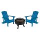 Alamont Home - Charlestown Adirondack Chairs and Fire Pit - Blue