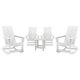 Alamont Home - Finn 4 Modern Dual Slat Poly Resin Adirondack Rocking Chairs with 1 Side Table - White