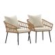 Alamont Home - Hensley All-Weather Rattan Wicker Patio Chairs with Cushions - 2 Pack - Natural/Cream