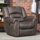 Bestier Oversized Brown Vegan Leather Manual Power Recliner with Nailhead Trim and USB Port - Gray