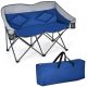 Costway - Folding Camping Chair Loveseat Double Seat w/ Bags & Padded Backrest - Blue