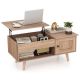 Costway Lift Top Coffee Table with Storage Hidden Compartment Cabinet & Open Shelf - Natural
