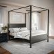 Martha Stewart - Hayes Wooden Queen Size Canopy Platform Bed with Headboard and Footboard in Dark Gray - Dark Gray