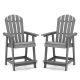 Costway 2 PCS Tall Bar Stool HDPE Patio Chair with Armrest Footrest Home Indoor Outdoor - Gray