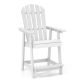 Costway 1 PCS Tall Bar Stool HDPE Patio Chair with Armrest Footrest Home Indoor Outdoor - White