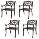 Costway 4 PCS Cast Aluminum Patio Chairs Set of 4 Outdoor Dining with Armrests & Curved Seats - Bronze
