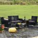 Costway 4PCS Patio Rattan Furniture Set Cushioned Sofa Coffee Table Backyard - Gray