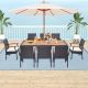 Costway 9 Pieces Patio Rattan Dining Set with Acacia Wood Table, 1.9