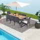 Costway 9 Pieces Patio Rattan Dining Set with Acacia Wood Table, 1.9