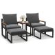 Costway 5 PCS Patio Furniture Set with Soft Cushions Space Saving Design Aluminum Frame - Gray