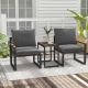 Costway 3 PCS Patio Furniture Set with Soft Cushions Aluminum Frame Weatherproof Outdoor - Gray