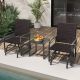 Costway 3 PCS Patio Gliding Set with Tempered Glass Coffee Table Quick Dry Foam Wicker All Weather - Mix Brown