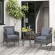 Costway 3 PCS Patio Furniture Set with Cushioned Patio Chairs & Tempered Glass Coffee Table - Grey + Mix Grey