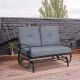 Costway Glider Outdoor Patio Rocking Bench Loveseat Cushioned Seat Steel Frame - Gray
