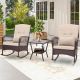 Costway 3 PCS Patio Rocker Set Outdoor Wicker Rocking Chairs with Double-Layer Coffee Table - Mix Brown + Beige