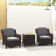 Costway 3 PCS Outdoor Patio Furniture Set with Cushions and Tempered Glass Coffee Table - Gray + Mix Brown