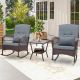 Costway 3 PCS Patio Rocker Set Outdoor Wicker Rocking Chairs with Double-Layer Coffee Table - Gray