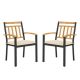 Costway Patio Dining Chairs Set of 2 Metal Outdoor Chairs with Removable Padded Cushions - Black + Natural