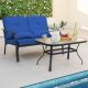 Costway 2 PCS Patio Furniture Set Outdoor Loveseat Chair Coffee Table Cushioned Seat - Navy