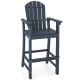 Costway Outdoor HDPE Bar Height Stool Patio Tall Chair Armrest Footrest All Weather - Navy