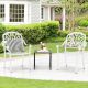 Costway 2 PCS Patio Cast Aluminum Dining Chairs Armrests Outdoor Stackable - White