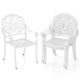 Costway 4 PCS Patio Cast Aluminum Dining Chairs Armrests Outdoor Stackable - White