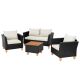 Costway 4 PCS Wicker Patio Furniture Set with Removable Cushions Storage Coffee Table - White