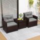 Costway 3 PCS Patio Rattan Furniture Set Cushioned Conversation Set Sofa - Gray