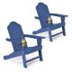 Costway 2 PCS Patio Adirondack Chair Weather Resistant Garden Deck with Cup Holder - Navy