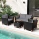 Costway 4 PCS Wicker Patio Furniture Set with Removable Cushions Storage Coffee Table - Gray,Black