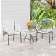 Costway 3 PCS Patio Acapulco Furniture Bistro Set Plastic Rope Glass Table - White