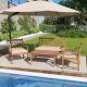 Costway 4 PCS Wood Patio Furniture Set with Soft Seat Cushions Solid Acacia Wood Frame - Off White,Natural