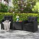 Costway 3 PCS Patio Furniture Set with Tempered Glass Coffee Table Washable Cushions - Black