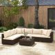 Costway 7 PCS Patio Rattan Furniture Set Sectional Sofa Cushioned Garden - Brown,Mix Gray