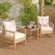 Costway 3 PCS Patio Furniture Set Outdoor PE Wicker Conversation Bistro Set - Light Brown,Beige
