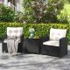 Costway 3 PCS Patio Furniture Set with Tempered Glass Coffee Table Washable Cushions - Off White,Black