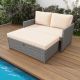 Costway 2 PCS Patio Loveseat with 31 Gal Multifunctional Storage Ottoman and Soft Cushions - Mix Gray,Brown