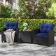 Costway 3 PCS Patio Furniture Set with Tempered Glass Coffee Table Washable Cushions - Navy,Black