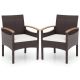 Costway Patio Dining Chairs Set of 2 with Acacia Wood Armrest Heavy Duty Metal Frame - Mix Brown + Off White