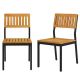 Costway Dining Chair Set of 2 Modern Patio Chairs/Acacia Wood Backrest, Slanted Seat - Natural + Black