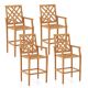 Costway 4 PCS Patio Teak Wood Bar Stool with Ergonomic Backrest Armrests & Footrest Outdoor - Natural