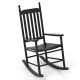 Costway Outdoor Wooden Rocking Chair with Solid Rocking Base Slatted Seat & Back Patio - Black